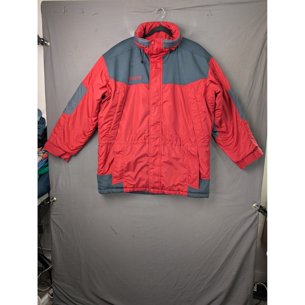 Columbia Sportswear Mens Red Gray Colorblock Fleece Lined Parka Jacket L